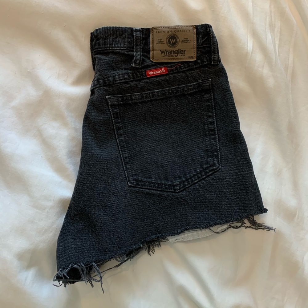 Wrangler high rise black denim shorts